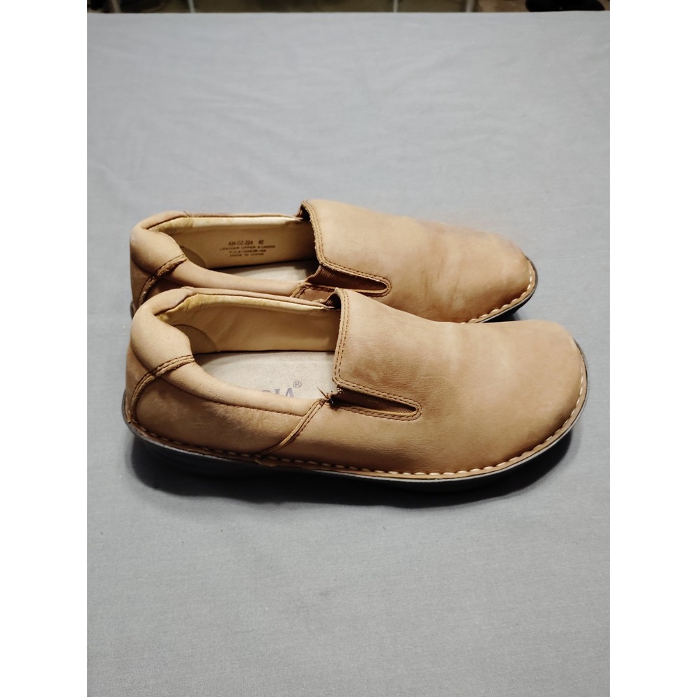 ALEGRIA "OZ" Men 40 (7.5) Chestnut Nubuck Slip-On AM-OZ-204 Comfort Casual Shoes - Picture 5 of 12